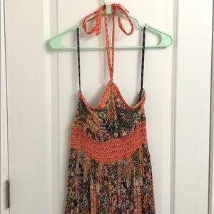 Floor length floral print dress